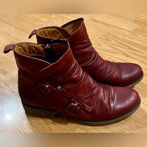 Miz Mooz Burgundy Leather Ankle Boots